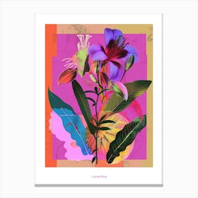 Lisianthus 3 Neon Flower Collage Poster Canvas Print