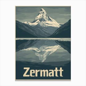 Aihrgdesign A Mid Century Modern Travel Poster For Zermatt 1 Canvas Print