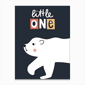 Little One Polar Bear Kids Canvas Print