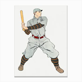 Vintage Baseball Player Vintage Drawing, Edward Penfield Canvas Print