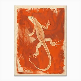 Orange Chuckwalla Lizard Block Print 3 Canvas Print