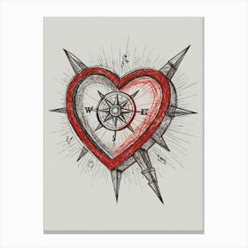 Heart Compass Tattoo 1 Canvas Print