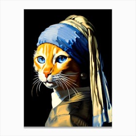 The Cat with the Pearl Earring, Vermeer 1 Canvas Print
