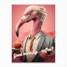 Flamingo coffee morning 2 Canvas Print