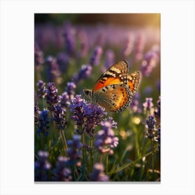 Butterfly On Lavender 2 Canvas Print