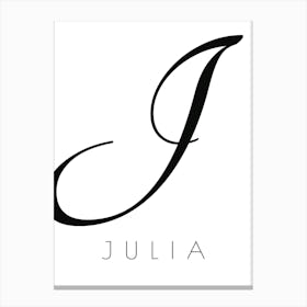 Julia Typography Name Initial Word Canvas Print