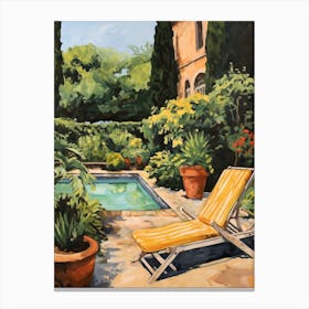 Sun Lounger By The Pool In Lucca Italy Canvas Print