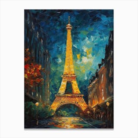 Eiffel Tower Paris France Vincent Van Gogh Style 4 Canvas Print