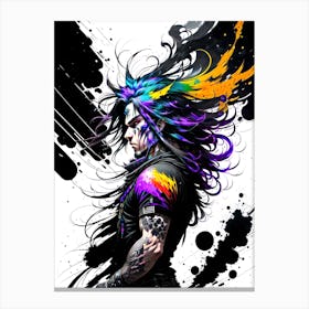 Rainbow Haired Girl Canvas Print