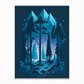 A Fantasy Forest At Night In Blue Theme 79 Canvas Print