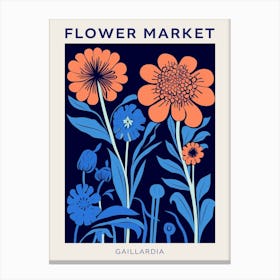 Blue Flower Market Poster Gaillardia 3 Canvas Print