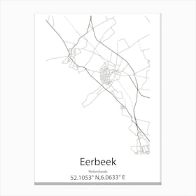 Eerbeek,Netherlands Minimalist Map Canvas Print