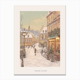 Vintage Winter Poster Krakow Poland 5 Canvas Print