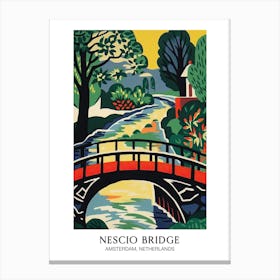 Nescio Bridge, Amsterdam, Netherlands Colourful 2 Travel Poster Canvas Print