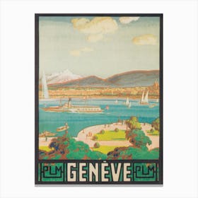 Genève Switzerland Vintage Travel Poster Canvas Print