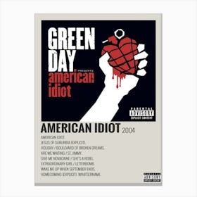 Green Day American Idiot American Idiot 2004 Poster 1 Canvas Print