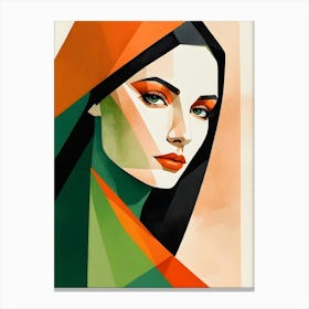 Geometric Woman Portrait Pop Art (73) Canvas Print