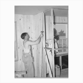 Southeast Missouri Project Field, House Erection, Finishing Interior Walls With Vertical Boards, Note Wind Bracing In Canvas Print