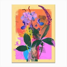 Bluebonnet 8 Neon Flower Collage Canvas Print