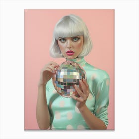 Disco Ball Girl, Preppy Aesthetic, Trendy Canvas Print