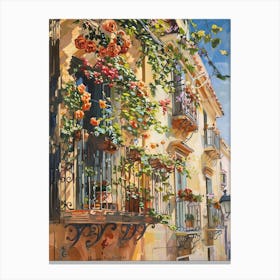 Balcony View Painting In Malaga 4 Canvas Print