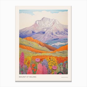 Mount St Helens United States 2 Colourful Mountain Illustration Poster Canvas Print