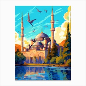 Blue Mosque Sultan Ahmed Mosque Pixel Art 1 Canvas Print