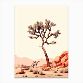  Minimalist Joshua Tree At Dawn In Desert Line Art 1 Canvas Print
