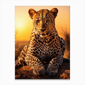 Leopard In The Sunset Canvas Print