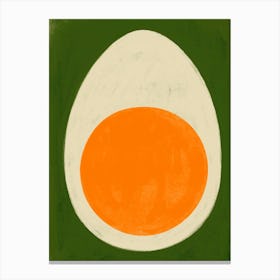 Hard Boiled Egg on Green Kitchen Decor Canvas Print