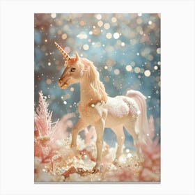 Toy Glitter Unicorn Winter Scene Lienzo