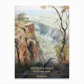 Victoria Falls National Park Zimbabwe Watercolour 2 Canvas Print
