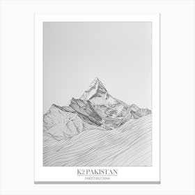 K2 Pakistanchina Line Drawing 4 Poster Canvas Print
