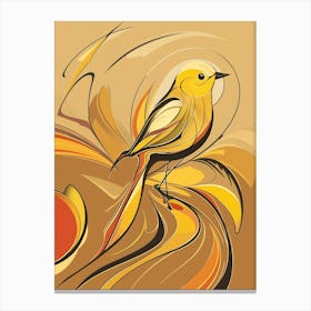 Simple golden bird with swirls Canvas Print