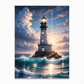 A Lighthouse In The Middle Of The Ocean 76 Canvas Print