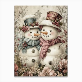 Cute Snowman Christmas Painting Canvas Print