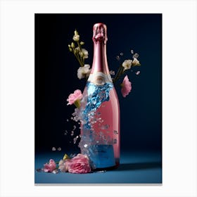 Champagne Bottle And Flowers Canvas Print