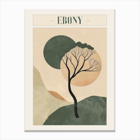 Ebony Tree Minimal Japandi Illustration 2 Poster Canvas Print