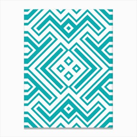 Turquoise And White Geometric Pattern Minimal Abstract Canvas Print