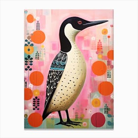 Pink Scandi Common Loon 2 Canvas Print