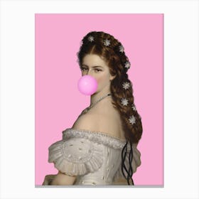 Lady Blowing A Bubble Canvas Print