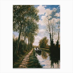 Boat On A Canal Canvas Print