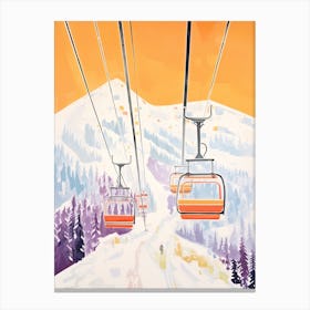 Telluride Ski Resort   Colorado, Usa, Ski Resort Pastel Colours Illustration 1 Canvas Print