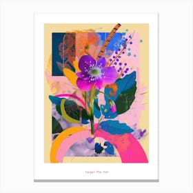 Forget Me Not 1 Neon Flower Collage Poster Canvas Print