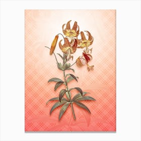 Turban Lily Vintage Botanical in Peach Fuzz Tartan Plaid Pattern n.0331 Canvas Print