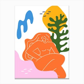 Woman by the Sea Summer Matisse Style Canvas Print