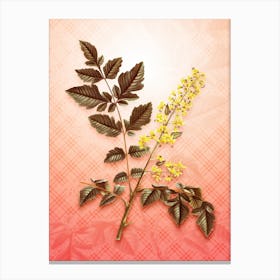 Golden Rain Tree Vintage Botanical in Peach Fuzz Tartan Plaid Pattern n.0192 Canvas Print