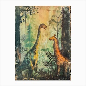 Dinosaur & Giraffe Storybook Painting 2 Canvas Print