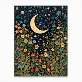 William Morris Moon And Flowers 5 Canvas Print