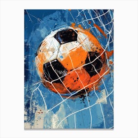 Soccer Ball In Net sport football Canvas Print